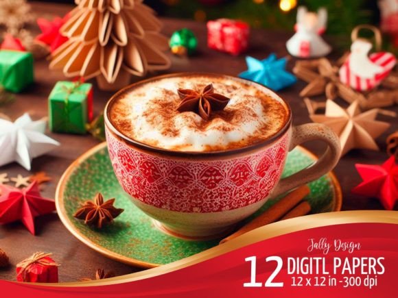 Christmas Cappuccino and Origami Paper: A Visual Feast for Your Designs