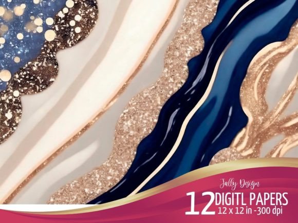 Elevate Your Projects with Glamorous Navy Blue & Golden Textures