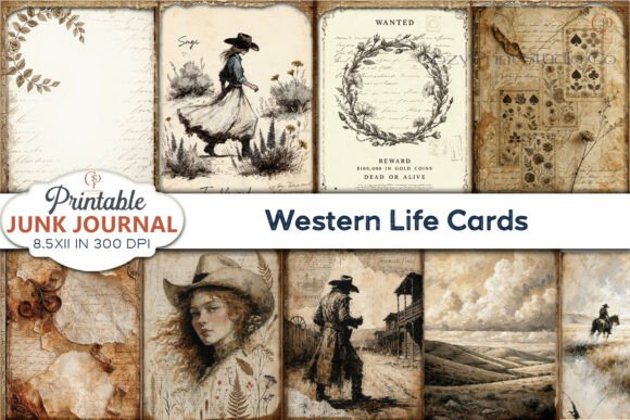 Embrace the Rustic Charm of Western Life Cards Junk Journal Pages