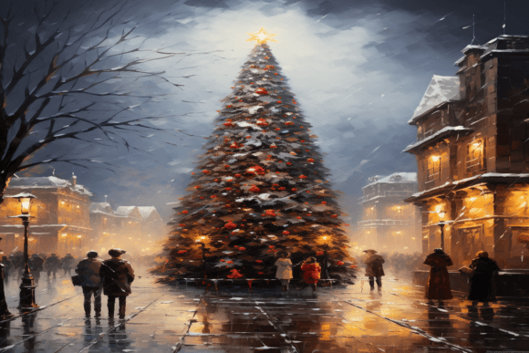 Enchanting Christmas Town Background for Festive Design