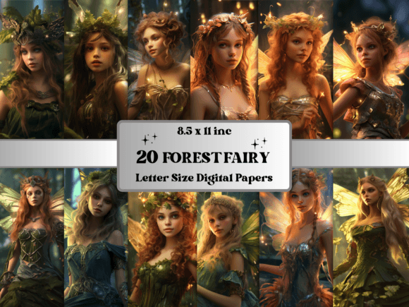 Enchanting Forest Fairy Digital Paper for Creative Magic