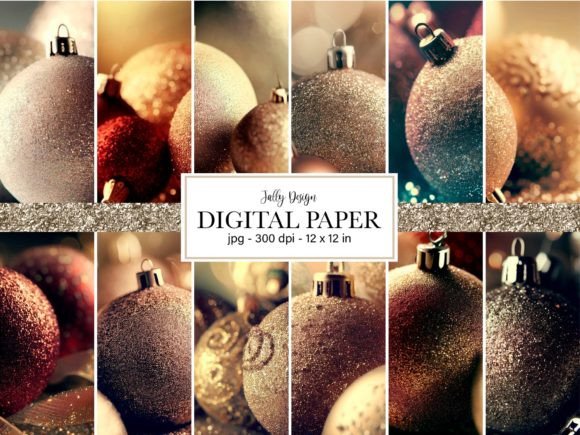 Glittery Christmas Ornaments Paper: A Festive Design Asset