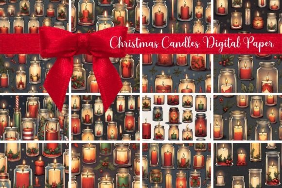 Illuminate Your Projects with Christmas Candles Digital Paper
