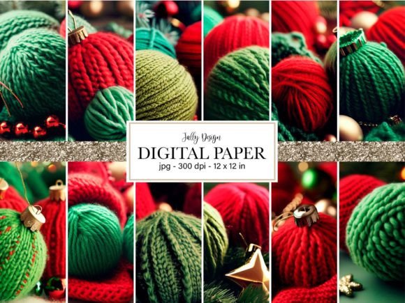 Knitted Christmas Ornament Digital Paper: A Designer's Cozy Asset