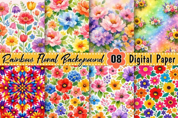 Rainbow Floral Background: Vibrant Design Assets
