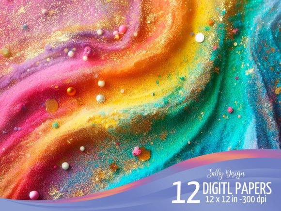 Rainbow Powder Texture Digital Paper: A Burst of Creative Energy