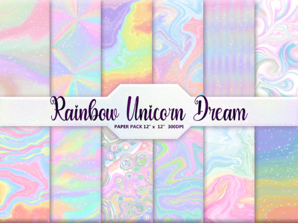 Rainbow Unicorn Dream Digital Paper: A Whimsical Design Asset