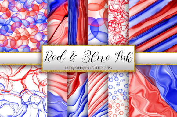 Red and Blue Abstract Ink Background: A Designer's Asset