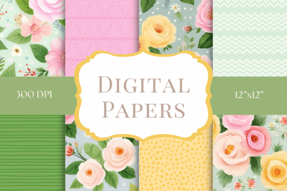 Spring Garden Digital Papers for Creative Projects