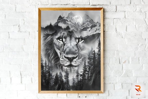 Transform Your Walls with Fantastic Lion Double Exposure Art