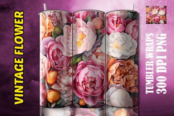 Vintage Peony Tumbler 1: A Floral Design for Modern Projects